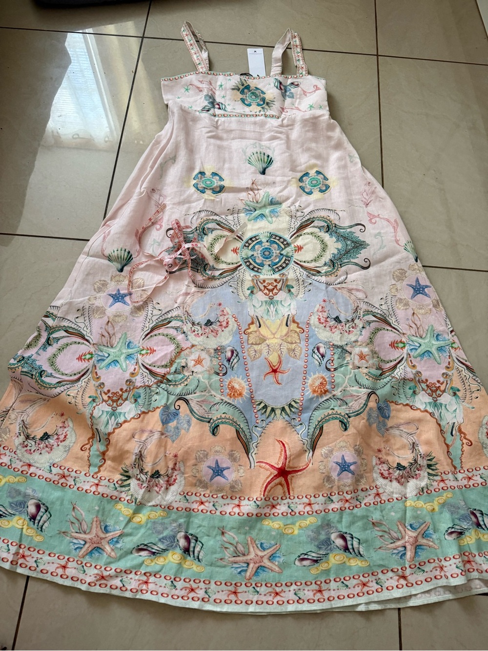 Christian Lacroix Women's Farm Dress S Rio Linen Blue Alemais Zimmermann Style
